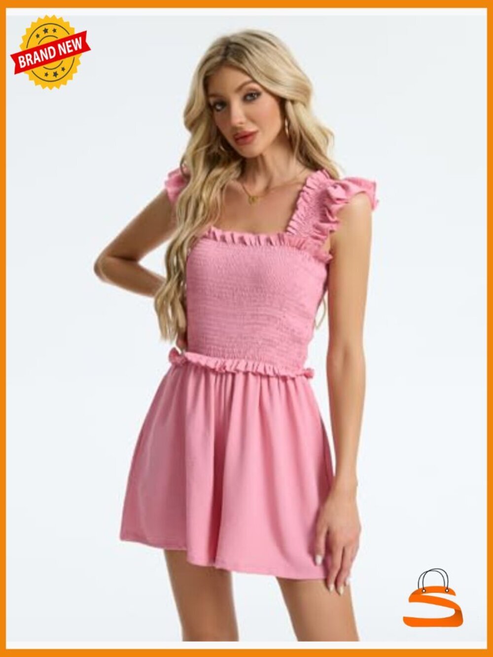Elegant Ruffle Sleeveless Loose Short Jumpsuit with Pockets - Picture 2 of 6
